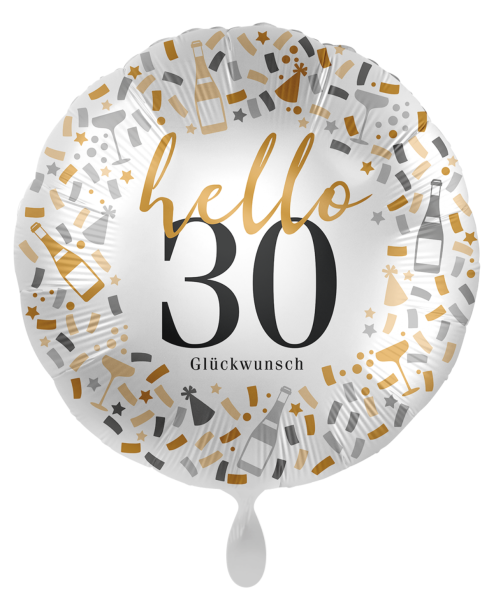 Folienballon - Hello 30, Glückwunsch - ø 43cm